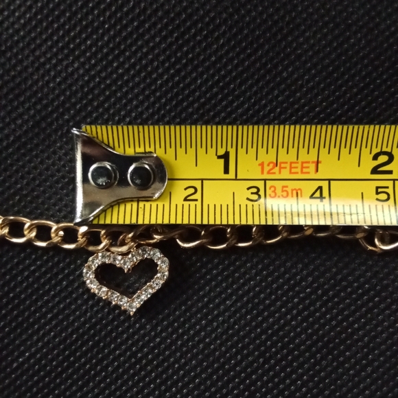 Golden Gemstone Heart Charm Bracelet with Adjustable Clasp - Picture 6 of 6